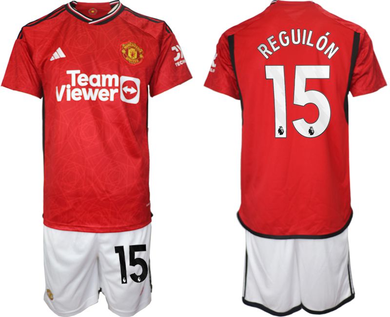 Men 2023-2024 Club Manchester United home red #15 Soccer Jersey